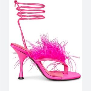 LPA Loretta NEW Sandal Pink Feathered High-Heel Sandals